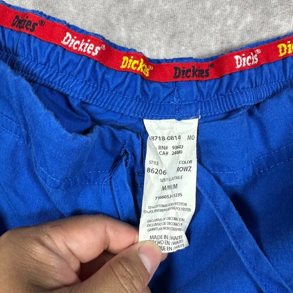 Dickies Mens Royal Blue Cargo Scrub Pants Medium Drawstring Utility Workwear